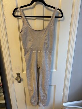 Free People Light Beige Scoop Neck Knit Jumpsuit